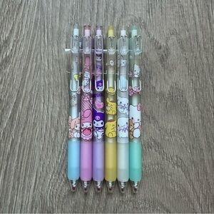 🆕 Set of 6 Sanrio Kawaii Black Pens